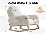 Modern Accent Rocking Chair Rocking Chair with Solid Wood Legs, Upholstered Nursery Glider Rocker, 83695251
