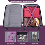 Expandable 3 Piece Luggage Sets PC Lightweight & Durable Suitcase with Two Hooks, Spinner Wheels, W284104376