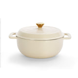 Cast iron 5QT cooking pot - ceramic white - comes with two silicone gloves - Enamel pot 06079080