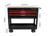 3 DRAWERS MULTIFUNCTIONAL TOOL CART WITH WHEELS AND WOODEN TOP 45204202