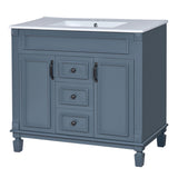 36'' Bathroom Vanity with Top Sink, Modern Bathroom Storage Cabinet with 2 Soft Closing Doors and 2 N710P230231C