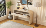 ZUN TREXM Retro Curved Console Table with 2 Large Drawers for Living Room and Entrance, N715P223099D