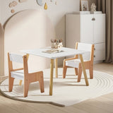 White & Wood Tone Kids Table and 2 Chairs Set, MDF, 60*60*44cm 11132323