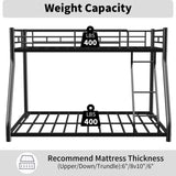 Twin Over Full Metal Bunk Bed, Heavy Duty Metal Bunk Bed Frame, Bunk Bed Twin Over Full with Ladder W1935P279722