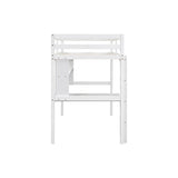 ZUN Twin Size Loft Bed with desk and shelves, Safety Guardrail and ladder,White W504P181854