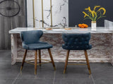 Nevis Mid-century Modern Faux Leather Tufted Nailhead Trim Counter Stool Set of 2, Blue T2574P165097