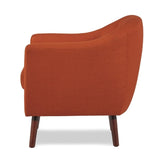 Orange Fabric Upholstered Accent Chair 1pc Espresso Finish Legs Button Tufted Solid Wood Furniture B011P182506
