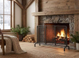 Celeste 1 Panel Iron Fireplace Screen 36" W x 29" H, Black N775P386833B