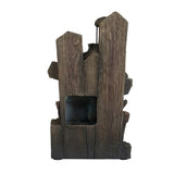 7.7x3.9x13.6" Brown and Gray Water Fountain with Antique Water Pump Design and LED Light W2078138943