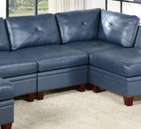 Contemporary Genuine Leather 1pc Armless Chair Ink Blue Color Tufted Seat Living Room Furniture B01151379