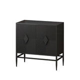 31.50" Modern 2 Door Wooden Storage Cabinet Accent Cabinet with Metal Leg Featuring Two-tier W1435P206312