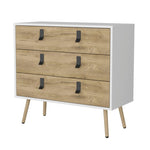 ZUN White and Macadamia 3-Drawer Dresser B062P175198