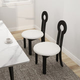 Vintage Rubber Solid Wood Dining Chair, Sheep Plush Dining Chair, Armless Dining Chair, Suitable For W1535P281504