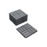 30 PCS Interlocking Deck Tiles Checker Pattern, 12" x 12" Square Light Gray Acacia Hardwood Outdoor 23546728