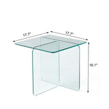 Tempered Clear Glass SideTable, Small Tea Table, Night Stand Tempered Glass W1718P255019