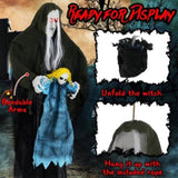 Halloween Animated Witch Decor - Sound-Triggered Activation, Included Hanging Rope, Realistic Torn 23945125
