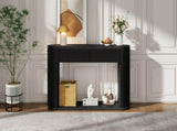 TREXM Oval Fluted Console Table with 2 Drawers and Bottom Shelf, Wood Entryway Table with Smooth N715P458125B