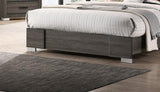 Contemporary Grey Finish Unique Queen Size Bed 1pc Bedroom Furniture Unique Lines Headboard Wooden B011P155467