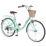 7 Speed City Bike With Basket , Steel Frame,Multiple Colors 26 Inch Girls Bicycle W1019P206058