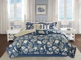 7 Piece Cotton Sateen Comforter Set Blue Queen B03597054