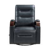 1pc Swivel Gliding Recliner Faux Leather Upholstered Solid Rubberwood Arms Luxurious Living Room B011P329243