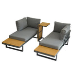 ZUN Aluminum Patio Furniture Set, Outdoor L-Shaped Sectional Sofa with Plastic Wood Side Table and Soft 68920924