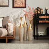 Floor metal vase modern style home woven pattern metal vase 3-piece set gorgeous home W2796P255611