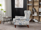 Modern Accent with Retro Wood Legs, Comfy Upholstered Armchair, Floral Design Single Sofa 75700450