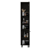 Hobart Pantry, Four Legs, Three Interior Shelves, Two Shelves, Two Cabinets -Black B07091870