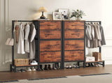 4 Drawers Dresser with Hanging Rack, 44-inch Tall Reversible Fabric Chest, Bedroom Storage Tower, 77536599