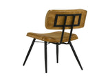 Set of 2 Leather Upholstered Side Chairs, Camel and Black B016P225469