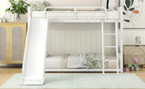 Metal Bunk Bed with Slide, Twin over Twin, White MF285671AAK