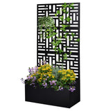 ZUN Metal Garden Bed with Trellis, 70 Inch Height Metal Planter Box with Trellis, Garden Box for 60517472