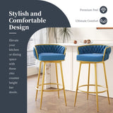 Swivel Counter Height Bar Stools Set of 2, 31." Bar Height Stools with Hand-Woven Backrest & Gold N762P216979C