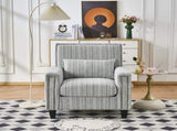 Modern Accent Chair with Arms,Comfy Upholstered for Living Room,Grey and White Striped W3373P363920