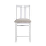 5-Piece Pack Counter Height Set Weathered Gray and White Table and Fabric Upholstered 4 Chairs B011115369