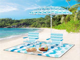 4-Piece Beach Set with 6.2ft Sun-Proof Umbrella, 2 Folding Chairs & 80"x80" Waterproof Blanket-Blue 69771673