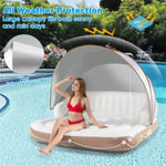 ZUN inflatable pool Floating lounge Swimming raft with parasol 62866070