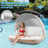 ZUN inflatable pool Floating lounge Swimming raft with parasol 62866070