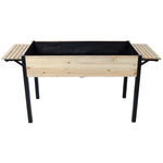 ZUN Raised Garden Bed, Metal Leg Wood Planter Boxes with Folding Storage Shelf,Elevated Planter Box for W465P182258