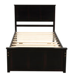 ZUN Platform Storage Bed, 2 drawers with wheels, Twin Size Frame, Espresso 75414746