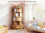 5 Tier Rotating Bookshelf, 360&deg Display Round Spinning Bookshelf with Wheels,-Saving, Small 82303381