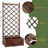 ZUN Wood Planter Raised Garden Bed with Trellis, 67 Inch Height Outdoor Garden Flower Standing Planter 45093764