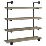 ZUN Black and Grey Driftwood 4-tier Wall Shelf B062P149095