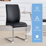 Luxury Simple Arch Chair - Set of 4 Black PU Material High Resilience Dining Chair with Arched Metal W1151P154857