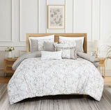 HIG 7 PCS Botanical Leaves Printed Comforter Set Embroidered Bed in a Bag 12330683