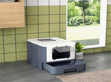 White Large Cat Litter Box Front Entry Top Exit, with Matching Scoop 36599739