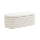 Storage Chenille Ottoman Bench Upholstered Fabric Storage Bench End of Bed Stool with Safety Hinge W2336P251192