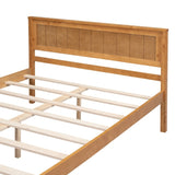 Platform Bed Frame with Headboard, Wood Slat Support, No Box Spring Needed, Full, Oak WF212812AAN