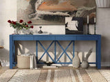 U_Style 60''Acacia Veneer Console with 4 Spacious Drawers, Modern Crisscross Design Entryway N711P289747V